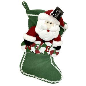 3D Christmas Holiday Stocking Santa Noel 17" Christmas Eve Santa's Best NEW